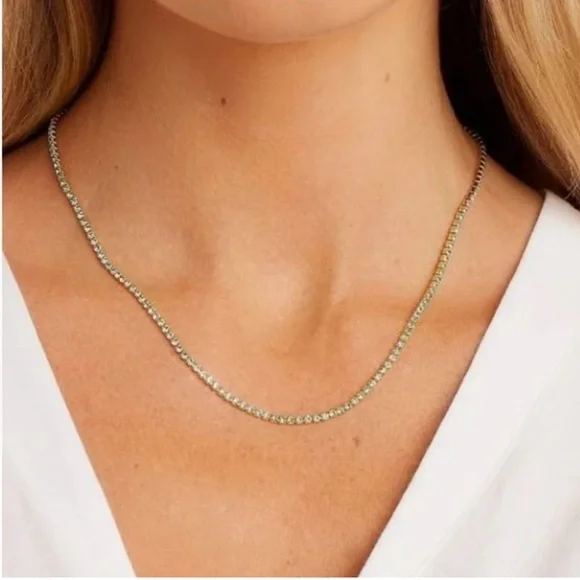 Gorjana Neckace 18k Gold Plated Lexi Aqua Blue Crystal - Picture 1 of 5